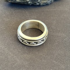 VTG Sterling Silver Spinner Dolphin Band Ring 925 sz 6