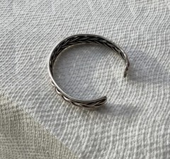 Vintage Silver-Toned Braided Metal Cuff Bracelet 5.5” Adjustable Bangle Style