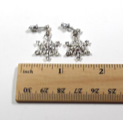 Snowflake Dangle Earrings Clear Rhinestones Silver Tone Winter Jewelry