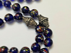 Vintage Royal Blue Murano Glass Bead Necklace 22″
