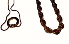 Vintage Estate Gold Tone Necklace Lot – 1980s Statement Rope & Rhinestone Halo
