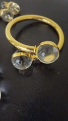 Vtg Lucite Clear Bubble Bobble Costume Gold Necklace Earring Bracelet SET MCM