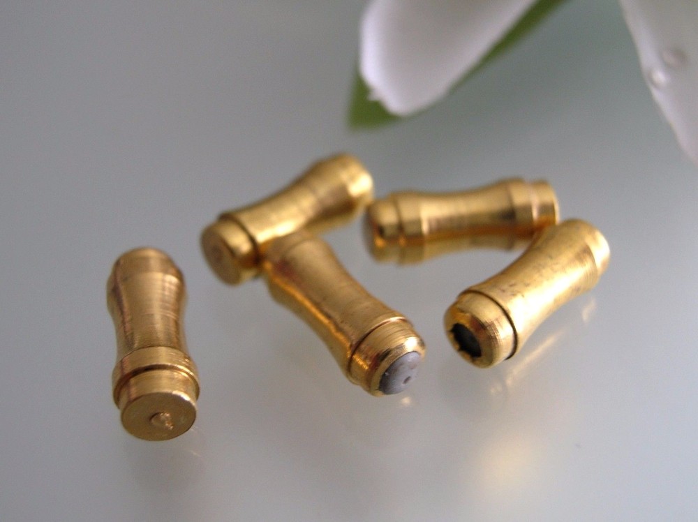 Vintage stick pins gold plated end cap holders