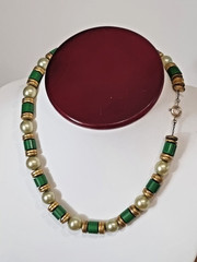 2 Vintage c 1960s 12k Gold Filled Bead Ball Pearl Necklaces Trifari Brooch Lot