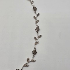 Dee Berkley Sterling Silver Floral Branch Marcasite Collar Necklace 17″ 16.6g