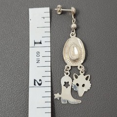 Vintage Sterling Silver Cowboy Hat Dangle Earrings Western Cowgirl Boot