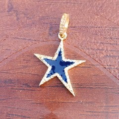 1Pc Pave Diamond Bakelite Star 925 Sterling Silver Pendant Enamel Diamond – 21mm