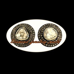 1.47ctw Genuine Old Mine Rose Antique Cut Diamond Victorian Silver Studs Earring
