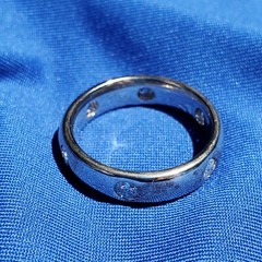 Original EARTH MINED DIAMOND 14K GOLD Deco Band Eternity Anniversary Ring S 10.5