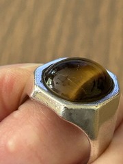 Vintage Mens Tigers Eye 925 Sterling Silver Ring Sz 10