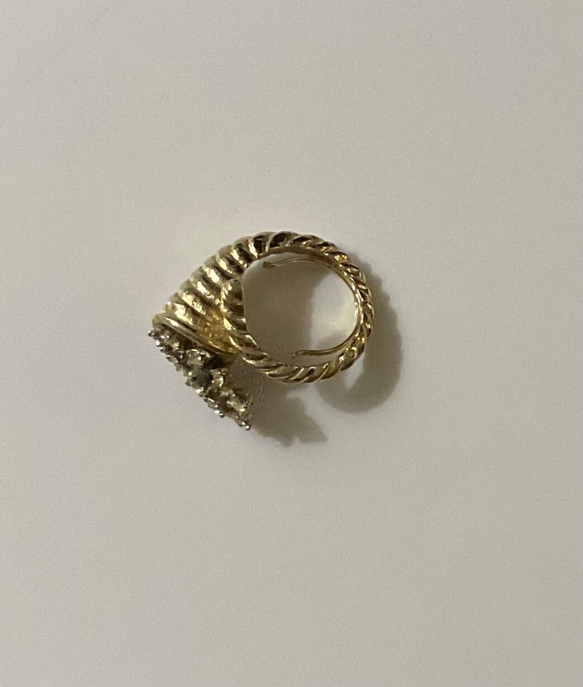 Vintage Goldtone & Rhinestone Cornucopia Ring with Inset Sizer for Fit