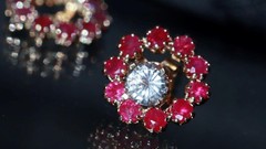 14k yellow gold 0.40ct ruby earring jackets vintage heated handmade 0.80gr