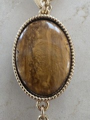 Vintage Chico’s Signed Animal Print Calf Hair Pendant Long Statement Necklace