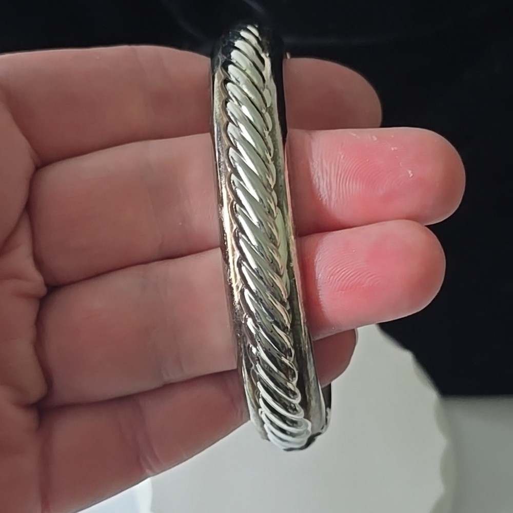 Vintage 90s Silver Plated Metal Hinged Bracelet 7-7,5″ Wrist