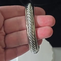Vintage 90s Silver Plated Metal Hinged Bracelet 7-7,5″ Wrist