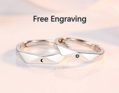 1930s Vintage Art Deco Sapphire & Lab Created Diamond Wedding Engagement Rings