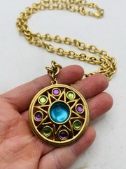 Vintage Gold Tone Pastel Renfaire Medallion Chunky Liz Claiborne 28” Necklace