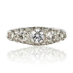 Art Deco Style Round Cut Lab Created Diamond 14K White Gold FN Engagement Ring