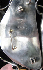 Hand-made Modernist Sterling Brooch with Old Glass Fragment by MELIE, Israel