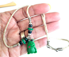 Vintage Polymer Fimo Clay Clay FROG Pendant Choker Necklace 17″ Rope Cord