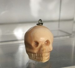 Victorian Conch Coral Memento Mori Skull Pendant 21mm Pre-drilled