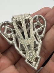 Vintage Art Deco Costume Green And White Rhinestone Clip On Brooch