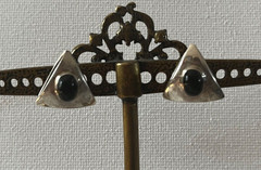 Vintage Silver and Black Onyx Earrings Art Deco …