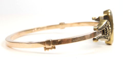 Victorian 3 Leaf Clover Etruscan Bangle Bracelet 20/12K Rose/Green Gold 6.25″