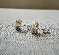 Art Deco Style Round Cut Lab Created Diamond Stud Earrings 14K White Gold Finish