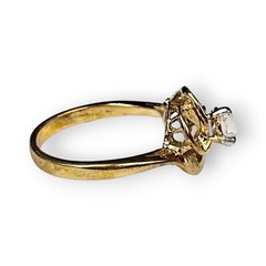 Solitaire White CZ Bypass Ring High Profile Gold Filled Pinwheel Vintage 7.75