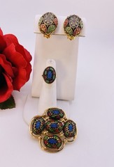 Vintage SARAH COVENTRY Jewelry Light Of The East Brooch Ring & Earrings 1968