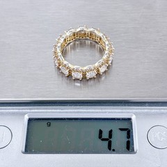 Sterling Silver 925 Gold-Tone Cubic Zirconia Eternity Wedding Band | Size 7