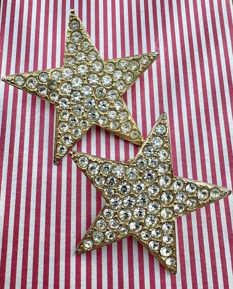 Vintage Tara Star Rhinestone Clip-On Earring Set – 1950s-1970s Collectible Rare