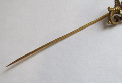 ANTIQUE VICTORIAN MYTHICAL DRAGON SEED PEARL STICK PIN GOLD GILT BRASS