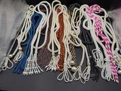 Lot 13 Vintage Beaded Scarf Necklaces Faux Pearl Tassel Multi Color