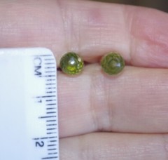 Natural 7MM Faceted Peridot Briolette Gemstone Diamond Cut Stud Earrings 14K GF