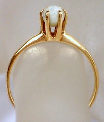 Antique Victorian 1.1g SOLID 10k Yellow Gold Prong Set White Stone Ring Sz 5.5