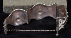 Silver Bracelet with Onyx Intricately decorated with silver motives Antique