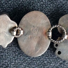 VTG Mars & Valentine Sterling Silver Mixed Metal Button Charm Toggle Bracelet