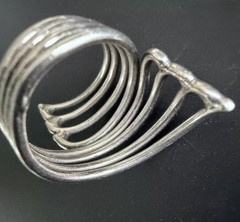 925 Silver Modernist Openwork Bypass Ring 8.8 Grams Size 8.5 Sculptural Vintage