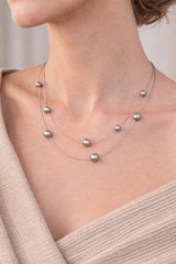 Vintage Modernist Floating Atomic Sphere Cable Necklace Estate Industrial Estate