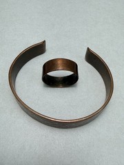 Vintage Hammered Copper Cuff Bracelet Minimalist Set Cuff And Ring Sz 7