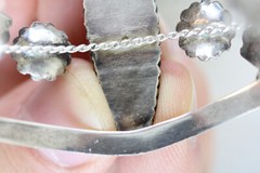 VINTAGE NATIVE AM INDIAN MOP FEATHER STERLING SILVER 925 CUFF BRACELET 6.25″