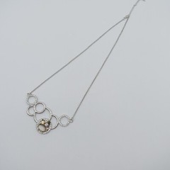 Owl AB Rhinestones Moonglow Cabochon Necklace Silver Tone Statement