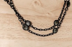 Signed MMA Metropolitan Museum of Art Black Tone Faceted Station Necklace Vtg