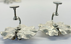 Vtg Pendant Brooch Pin & Earrings Blue Rhinestone Silver Tone Design by Anthony