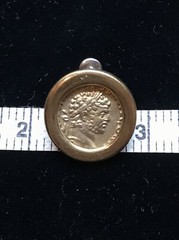 Vintage Costume Fashion Jewlery Gold tone faux Roman/Greek Coin Pierced Earring