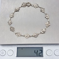 Vintage Sterling Silver 925 Flower Bracelet 7.5″