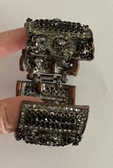 Cookie Lee Cuff With Faceted Black Crystals Vintage