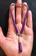 Vintage Native American Purple Sugilite Necklace Liquid Silver Navajo 925 6110